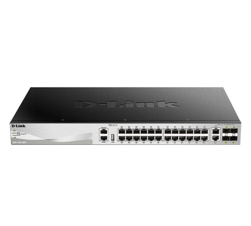 Коммутатор/ DGS-3130-30TS L3 Managed Switch with 24 10/100/1000Base-T ports and 2 10GBase-T ports and 4 10GBase-X SFP+ ports.