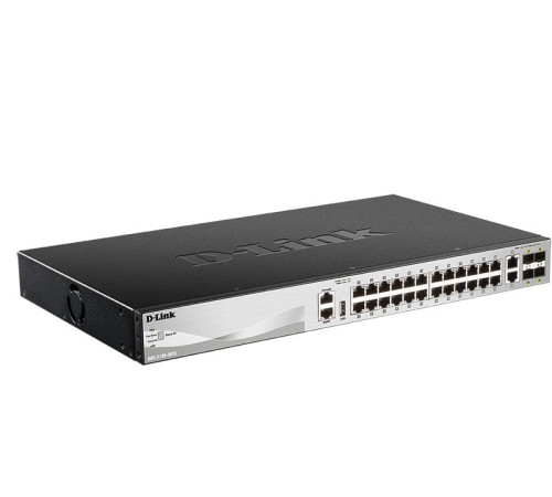 Коммутатор/ DGS-3130-30TS L3 Managed Switch with 24 10/100/1000Base-T ports and 2 10GBase-T ports and 4 10GBase-X SFP+ ports.