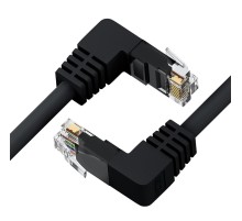GCR Патч-корд прямой 5.0m UTP кат.5e, черный, нижний/нижний угол, литой, ethernet high speed, RJ45, T568B