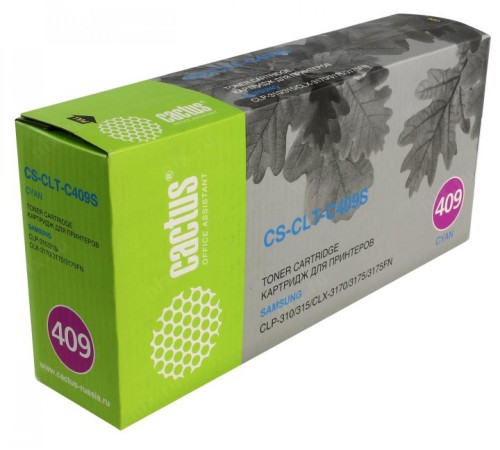 -/ Картридж лазерный Cactus CS-CLT-C409S CLT-C409S голубой (1000стр.) для Samsung CLP-310/315/CLX-3170/