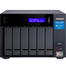 Сетевое хранилище без дисков/ SMB QNAP TVS-672XT-i3-8G 6-Bay NAS, Intel Core i3-8100T 4-core 3.1 GHz Processor, 8GB DDR4 RAM (max 32GB RAM), 6x 2.5"/3.5" SATA HDD/SSD + 2x M.2 PCIe  SSD slot, 2xGbE LAN, 1 x 10GBase-T, 2 x Thunderbolt 3 port