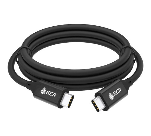 GCR Кабель USB 3.1 Type C-С, 2.0m черный, 100W/20V/5A, M/M, TPE, AL сase черный, экран, армированный