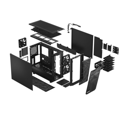 Корпус ПК без блока питания/ Case Fractal Design Meshify 2 Solid, Midi-Tower, 3x140mm, 2xUSB-A 3.2 + 1xUSB 3.2 Type-C E-ATX, ATX, mATX, mITX, Black