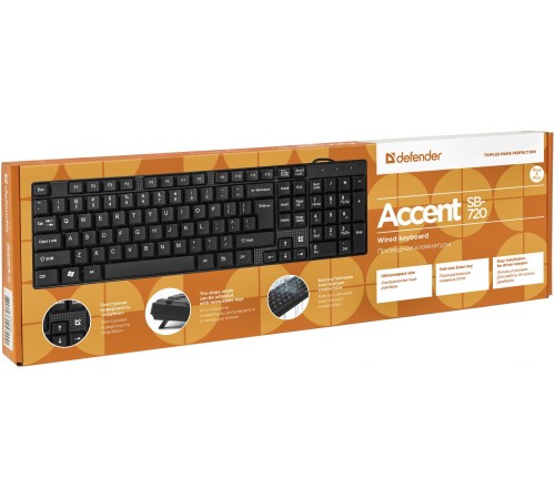 Defender Проводная клавиатура Accent SB-720 RU,черный,компактная USB Defender Проводная клавиатура Accent SB-720 RU,черный,компактная USB