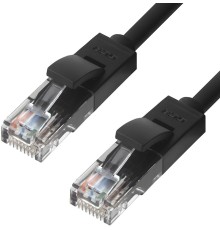 Greenconnect Патч-корд прямой 0.1m, UTP кат.5e, черный, позолоченные контакты, 24 AWG, литой, GCR-LNC06-0.1m, ethernet high speed 1 Гбит/с, RJ45, T568B
