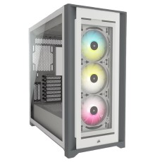 Корпус без блока питания/ Case Corsair iCUE 5000X RGB, Midi-Tower, TG, 3x120mm RGB, 2xUSB-A 3.2, 1xUSB 3.2 Type-C, E-ATX, ATX, mATX, mITX White