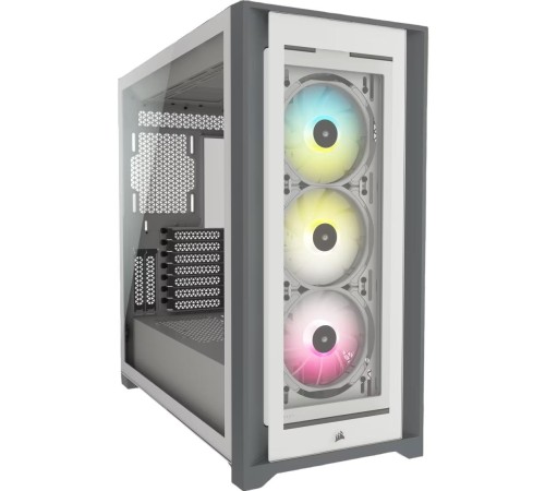 Корпус без блока питания/ Case Corsair iCUE 5000X RGB, Midi-Tower, TG, 3x120mm RGB, 2xUSB-A 3.2, 1xUSB 3.2 Type-C, E-ATX, ATX, mATX, mITX White