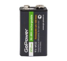 Аккумулятор бытовой GoPower Крона 6F22 BL1 NI-MH 9V 250mAh (1/25/100) (1 шт.)