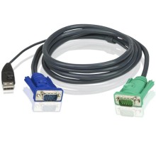 Кабель KVM  USB(тип А Male)+HDB15(Male) <->  SPHD15(Male) 1,2м., черный/ATEN/ CABLE HD15M/USB A(M)--SPHD15M, 1.2M