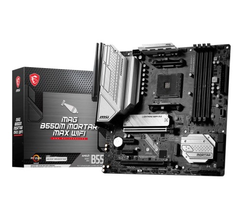 Материнская плата/ MB MSI AMD B550 sAM4, 4xDDR4(128GB), HDMI 2.1/DP, 1xPCIe 4.0x16, 1xPCIe 3.0x16, 2xPCIe 3.0, 1xLAN (2.5GbE), Wi-Fi, BT, 6xSATA 6Gb/s, 2xM.2, 1xUSB-C, 3xUSB 3.2, 2xUSB 2.0, mATX Материнская плата/ MB MSI AMD B550 sAM4, 4xDDR4(128GB), HDMI 2.1/DP, 1xPCIe 4.0x16, 1xPCIe 3.0x16, 2xPCIe 3.0, 1xLAN (2.5GbE), Wi-Fi, BT, 6xSATA 6Gb/s, 2xM.2, 1xUSB-C, 3xUSB 3.2, 2xUSB 2.0, mATX