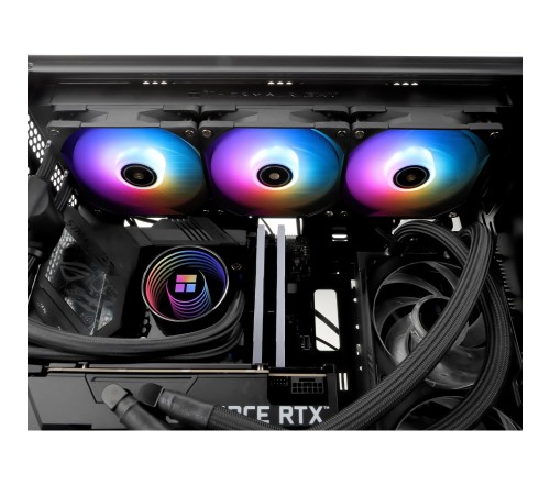 Водяное охлаждение для процессора/ Water Cooling System Thermalright Frozen Notte 360 Black Argb V2 (360mm, Black, ARGB/ Fans: 3x120mm, 72.37CFM, 27.7dBA, 2000RPM/ Pump height 54mm, 28dBA, 5300RPM, Rad thickness 27mm/ S: 1200, 1700, 1851, 2011, 2066, 115X