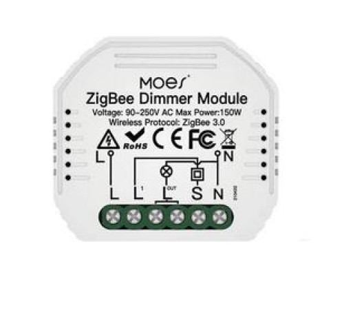 Переключатель Moes ZigBee Smart Dimmer Module (на 2 канала) белый модели ZM-105B-M Переключатель Moes ZigBee Smart Dimmer Module (на 2 канала) белый модели ZM-105B-M