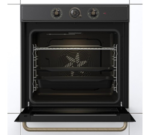 Встраиваемые электрические духовки GORENJE/ Духовой шкаф, Полезный объем: 77 л,электронный программатор с аналоговым дисплеем, очистка паром, A,максимальная температура в духовке: 300 °С, 59.7 × 59.5 × 56.4 см, цвет:черный
