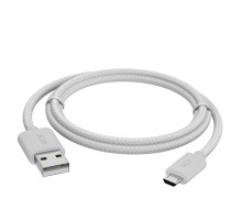 GCR Кабель 1.5m MicroUSB, быстрая зарядка, белый нейлон, GCR-54083