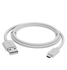 GCR Кабель 1.5m MicroUSB, быстрая зарядка, белый нейлон, GCR-54083