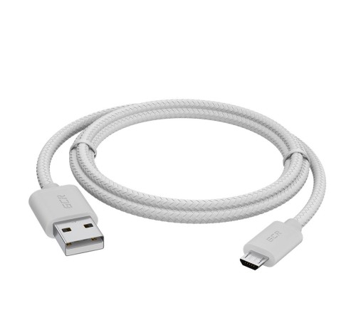 GCR Кабель 1.5m MicroUSB, быстрая зарядка, белый нейлон, GCR-54083