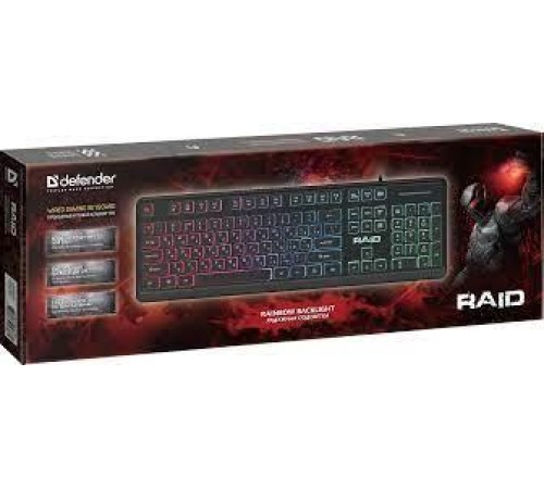Defender Проводная игровая клавиатура Raid GK-778DL RU, Rainbow,104 кнопки