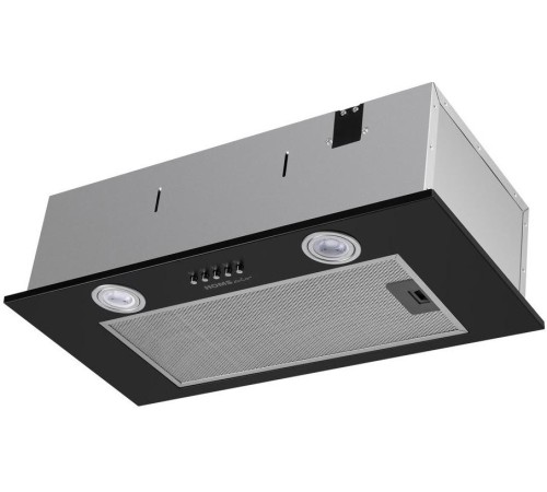 ВЫТЯЖКА HOMSair Camelia Power 60 Black/ полновстраиваемая, кнопочное управление, 3 скорости, 580 м3/ч, до 30 м2, 52 дБ, светодиодное LED-освещение, угольный фильтр CF02X 1 шт., ШхВхД: 650х172х260 мм, черный цвет