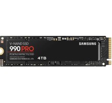 Твердотельный накопитель/ Samsung SSD 990 PRO, 4000GB, M.2(22x80mm), NVMe 2.0, PCIe 4.0 x4, V-NAND TLC, R/W 7450/6900MB/s, IOPs 1 400 000/1 550 000, DRAM buffer 4096MB, TBW 2400, DWPD 0.33 (12 мес.)