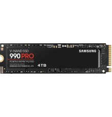 Твердотельный накопитель/ Samsung SSD 990 PRO, 4000GB, M.2(22x80mm), NVMe 2.0, PCIe 4.0 x4, V-NAND TLC, R/W 7450/6900MB/s, IOPs 1 400 000/1 550 000, DRAM buffer 4096MB, TBW 2400, DWPD 0.33 (12 мес.)