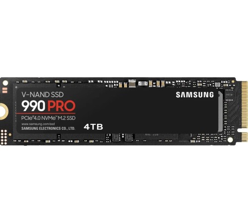 Твердотельный накопитель/ Samsung SSD 990 PRO, 4000GB, M.2(22x80mm), NVMe 2.0, PCIe 4.0 x4, V-NAND TLC, R/W 7450/6900MB/s, IOPs 1 400 000/1 550 000, DRAM buffer 4096MB, TBW 2400, DWPD 0.33 (12 мес.) Твердотельный накопитель/ Samsung SSD 990 PRO, 4000GB, M.2(22x80mm), NVMe 2.0, PCIe 4.0 x4, V-NAND TLC, R/W 7450/6900MB/s, IOPs 1 400 000/1 550 000, DRAM buffer 4096MB, TBW 2400, DWPD 0.33 (12 мес.)