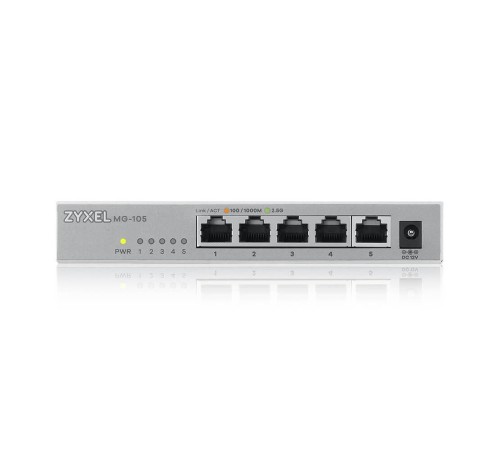 Коммутатор/ Zyxel MG-105 multi-gigabit switch, 5x1 / 2.5GE, desktop, silent