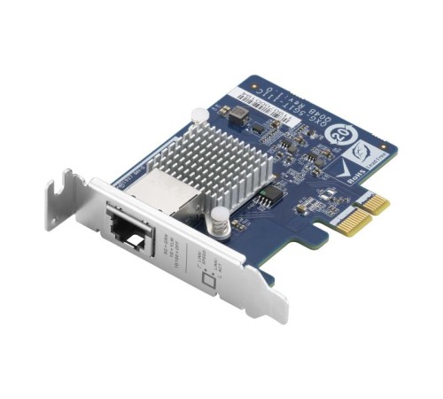 Сетевая карта/ QNAP QXG-5G1T-111C PCIe Gen2 x1, Single-port 4-speed 5 GbE network expansion card (5Gbps/ 2.5Gbps/ 1Gbps/ 100Mbps)  Low-profile bracket pre-installed; full-height and specialized brackets are bundled