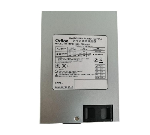 Блок питания серверный/ Server power supply Qdion Model U1A-C20500-D P/N:99SAC20500I1170110 1U Single Server Power 500W Efficiency 80 Plus Silver, Cable connector: C14 Блок питания серверный/ Server power supply Qdion Model U1A-C20500-D P/N:99SAC20500I1170110 1U Single Server Power 500W Efficiency 80 Plus Silver, Cable connector: C14