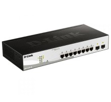 Коммутатор D-Link Управляемый L2 коммутатор, 8x1000Base-T, 2x1000Base-X SFP, защита от статического электричества до 6 кВ, CLI