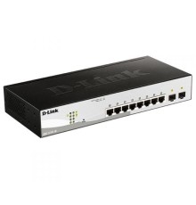 Коммутатор D-Link Управляемый L2 коммутатор, 8x1000Base-T, 2x1000Base-X SFP, защита от статического электричества до 6 кВ, CLI