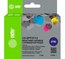 -/ Картридж струйный Cactus CS-EPT2712 27XL голубой (17мл) для Epson WorkForce WF-3620/3640/7110/7210
