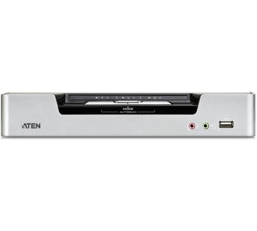 Переключатель, электрон., KVM+Audio+USB 2.0,  1 user USB+2xDVI =>  2 cpu USB+4xDVI, со шнурами USB/DVI Dual Link 2х1.8м.+DVI Dual Link 2х1.8м., 2560x1600, настол., исп.спец.шнуры, без OSD, некаскад/ATEN/ 2-PORT USB 2.0 DVI DUAL VIEW KVMP SWITCH