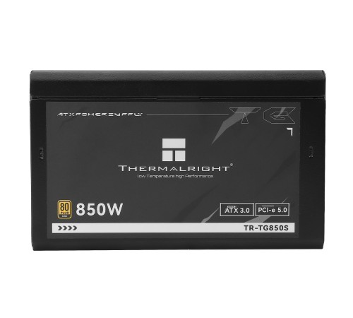 Блок питания ПК/ Power Supply Thermalright, 850W 80+ Gold (ATX, 3.0, PCIe 5.0, Non-modular, 1x24(20+4)pin, 1xCPU 8(4+4)pin, 2xPCIe*2 8(6+2)pin, 5xSATA3, 1x12+4pin (12VHPWR PCIe 5.0 12+4pin 600mm), 3xMOLEX4pin, Active, 120x120mm, 150x140x86mm, APFC, black)