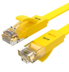 GCR Патч-корд PROF плоский прямой 10.0m, UTP медь кат.6, желтый, 30 AWG, GCR-LNC622-10.0m, ethernet high speed 10 Гбит/с, RJ45, T568B