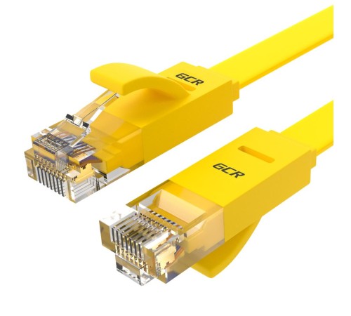 GCR Патч-корд PROF плоский прямой 10.0m, UTP медь кат.6, желтый, 30 AWG, GCR-LNC622-10.0m, ethernet high speed 10 Гбит/с, RJ45, T568B GCR Патч-корд PROF плоский прямой 10.0m, UTP медь кат.6, желтый, 30 AWG, GCR-LNC622-10.0m, ethernet high speed 10 Гбит/с, RJ45, T568B