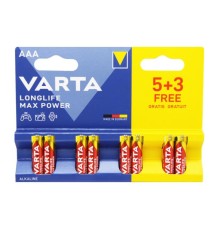 Батарейка AAA/ Батарейка Varta LONGLIFE MAX POWER (MAX TECH) LR03 AAA BL8 Alkaline 1.5V (4703) (8/160) (8 шт.)