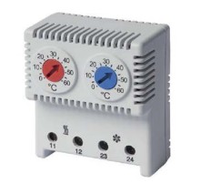Сдвоенный термостат с регулируемыми диапазонами температуры -10…+50гр.C, NС-контакт, +20…+80гр.C, NO-контакт