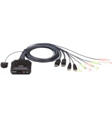 2-портовый, USB, DisplayPort, кабельный KVM-переключатель с пультом удаленного переключения порта, разрешение 2560 x 1600 при 60 Гц/ 2 PORT HDMI KVM SWITCH.