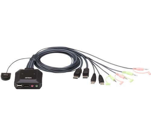2-портовый, USB, DisplayPort, кабельный KVM-переключатель с пультом удаленного переключения порта, разрешение 2560 x 1600 при 60 Гц/ 2 PORT HDMI KVM SWITCH.
