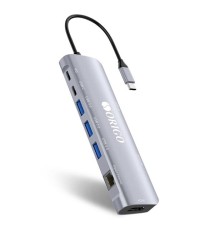 Док-станция ORIGO Док-станция USB-C, 3xUSB 3.0, 1xUSB-C/PD 3.0, 1xUSB-C, 1x1000Base-T, 1xHDMI, слот SD/TF/microSD