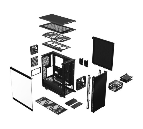 Корпус ПК без блока питания/ Case Fractal Design Define 7 Compact TG Light Tint, Midi-Tower, 1x120mm + 1x140mm, 2xUSB-A 2.0 + 2xUSB-A 3.2 + 1xUSB 3.2 Type-C ATX, mATX, mITX Black