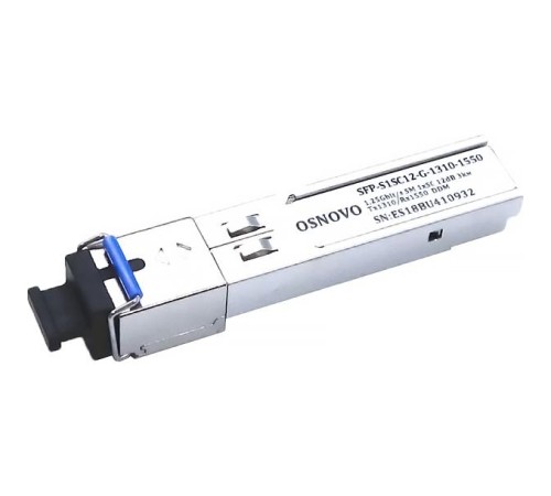 Модуль/ OSNOVO SFP Модуль SC, 1,25 Гбит/c, до 3км, Tx:1310/Rx:1550, DDM Модуль/ OSNOVO SFP Модуль SC, 1,25 Гбит/c, до 3км, Tx:1310/Rx:1550, DDM