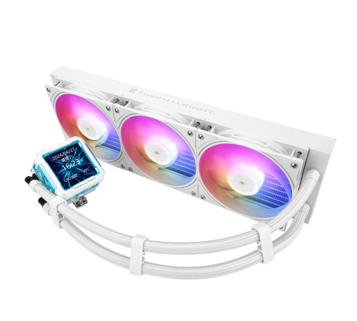 Водяное охлаждение для процессора/ Water Cooling System Thermalright Frozen Warframe Pro 360 White Argb (360mm, White, ARGB/ Fans: 3x120mm, 70.84CFM, 29.8dBA, 2000RPM/ Pump height 60mm, 23dBA, 3000RPM, Rad thickness 27mm/ S: 1200, 1700, 1851, 2011, 2066,