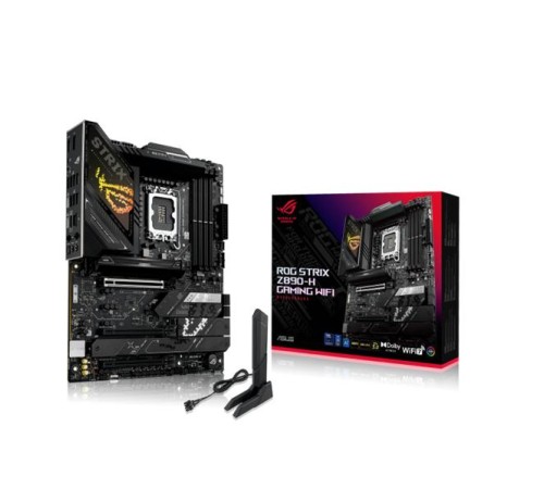 Материнская плата ASUS ROG STRIX Z890-H GAMING WIFI, LGA1851, Z890, 4*DDR5, 4*SATA, 5*M.2, 8*USB 3.2, 2*Type-C, 3*PCIx16, HDMI+DP, ATX; 90MB1K20-M0EAY0