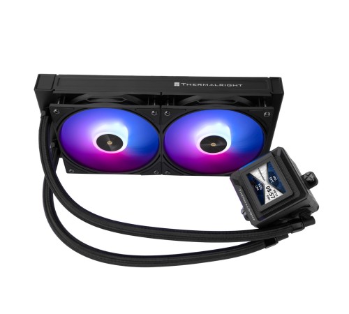 Водяное охлаждение для процессора/ Water Cooling System Thermalright Frozen Warframe SE 240 ARGB Black  (240mm, LED temp., Black, ARGB/ Fans: 2x120mm, 70.84CFM, 29.8dBA, 2000RPM/ Pump height 59mm, Rad thickness 27mm/ S: 1851, 1700, 1200, 115X, AM5, AM4)