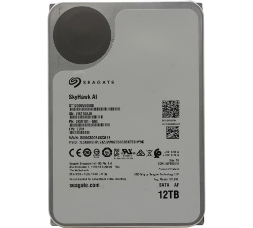 Жесткий диск/ HDD Seagate SATA 6Gb/s 12Tb SkyHawk 7200 256Mb 1 year warranty (replacement ST12000VE001)