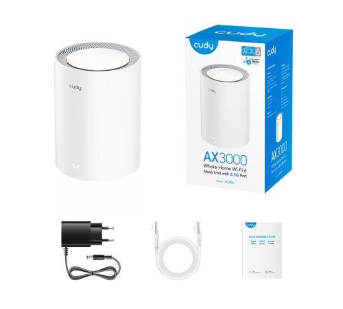 Wi-Fi Mesh-система/ AX3000 Wi-Fi 6 Mesh 2.5G Solution 2-Pack, Dual-Band, Chipset MT7981BA+MT7976CN+RTL8221B, 802.11ax/ac/a/b/g/n, 2402Mbps at 5GHz + 574Mbps at 2.4GHz, 2.5G WAN+GE LAN, 5 internal antennas, MU-MIMO, DDNS, Zerotier/Wireguard/OpenVPN/IPS Wi-Fi Mesh-система/ AX3000 Wi-Fi 6 Mesh 2.5G Solution 2-Pack, Dual-Band, Chipset MT7981BA+MT7976CN+RTL8221B, 802.11ax/ac/a/b/g/n, 2402Mbps at 5GHz + 574Mbps at 2.4GHz, 2.5G WAN+GE LAN, 5 internal antennas, MU-MIMO, DDNS, Zerotier/Wireguard/OpenVPN/IPS