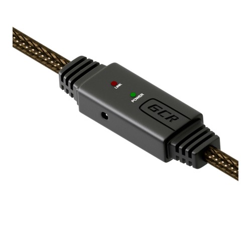GCR Кабель активный 15.0m USB 2.0, AM/mini 5P, черно-прозрачный, с усилителем сигнала, разъём для доп.питания, 28/24 AWG, GCR-UM2M5P1-BD2S-15.0m