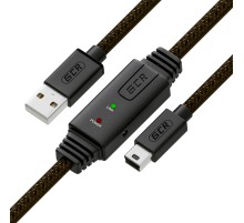 GCR Кабель активный 15.0m USB 2.0, AM/mini 5P, черно-прозрачный, с усилителем сигнала, разъём для доп.питания, 28/24 AWG, GCR-UM2M5P1-BD2S-15.0m