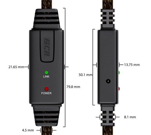 GCR Кабель активный 15.0m USB 2.0, AM/mini 5P, черно-прозрачный, с усилителем сигнала, разъём для доп.питания, 28/24 AWG, GCR-UM2M5P1-BD2S-15.0m